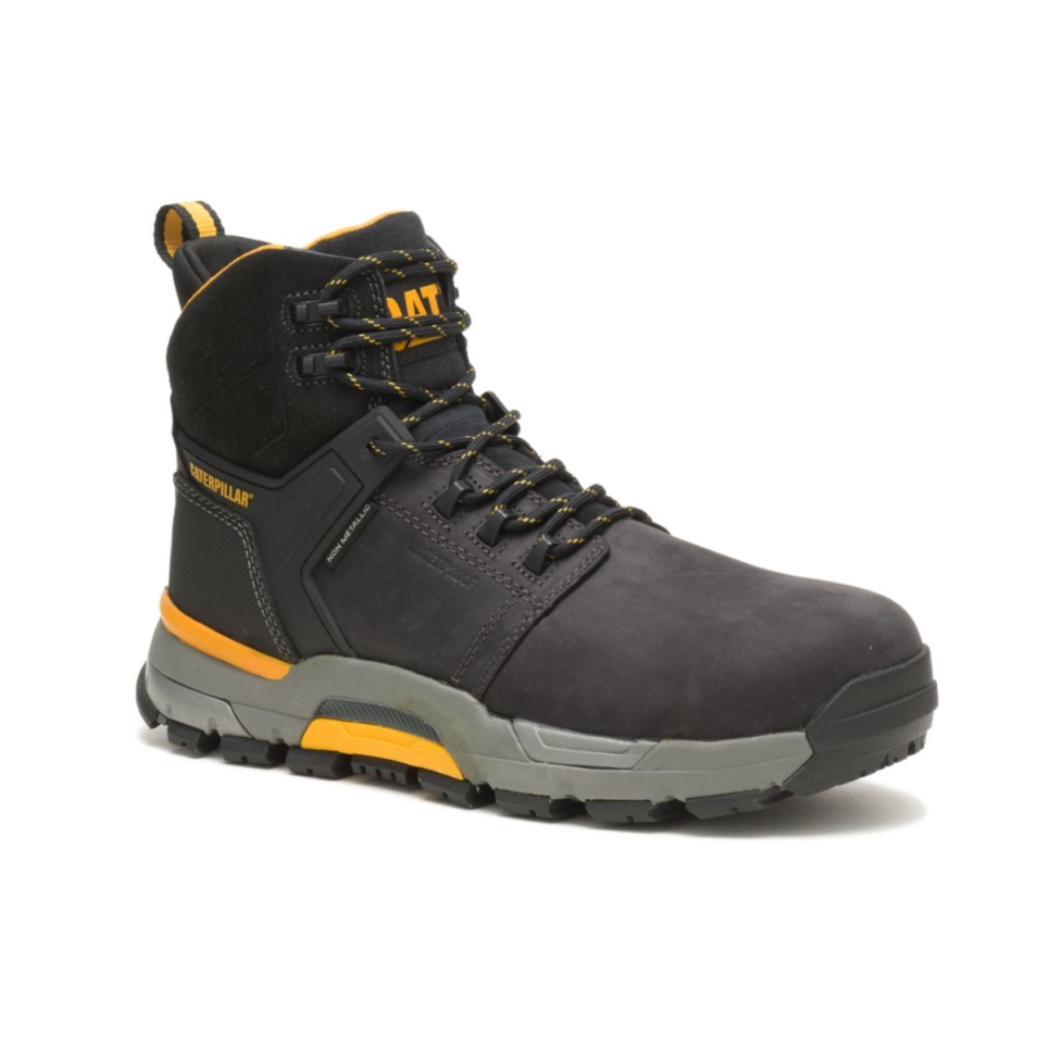 Black Men's CAT EDGE Waterproof Nano Toe Work Boot Cat Footwear