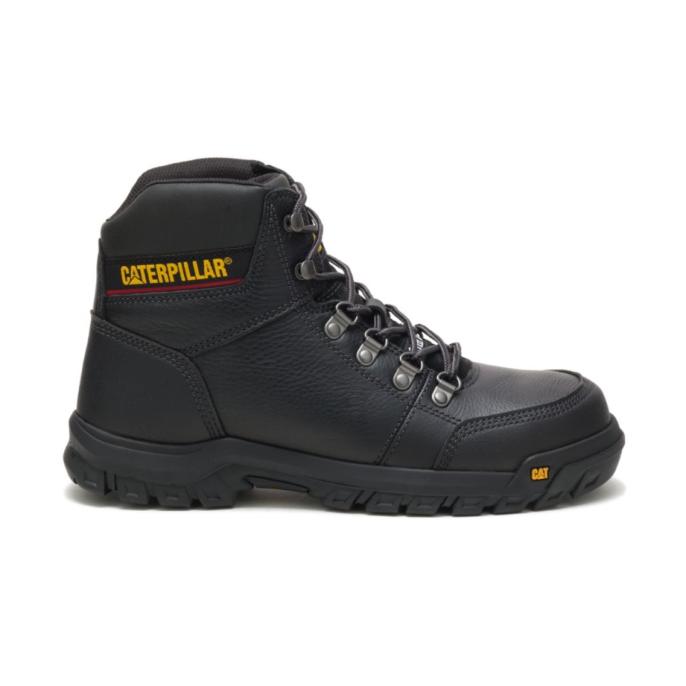 Black Men's Outline Steel Toe Work Boot Cat Footwear