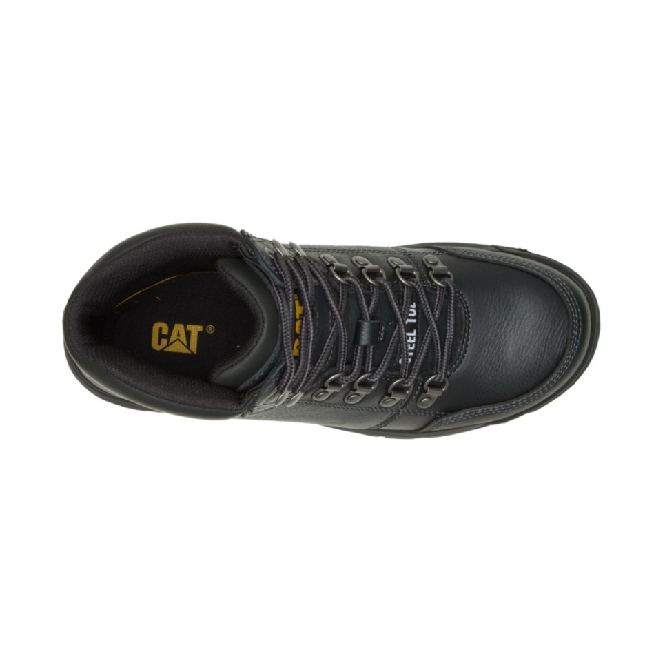 Black Men's Outline Steel Toe Work Boot Cat Footwear
