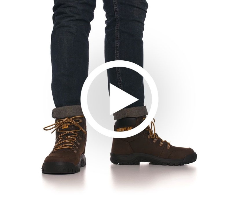 Black Men's Outline Steel Toe Work Boot Cat Footwear