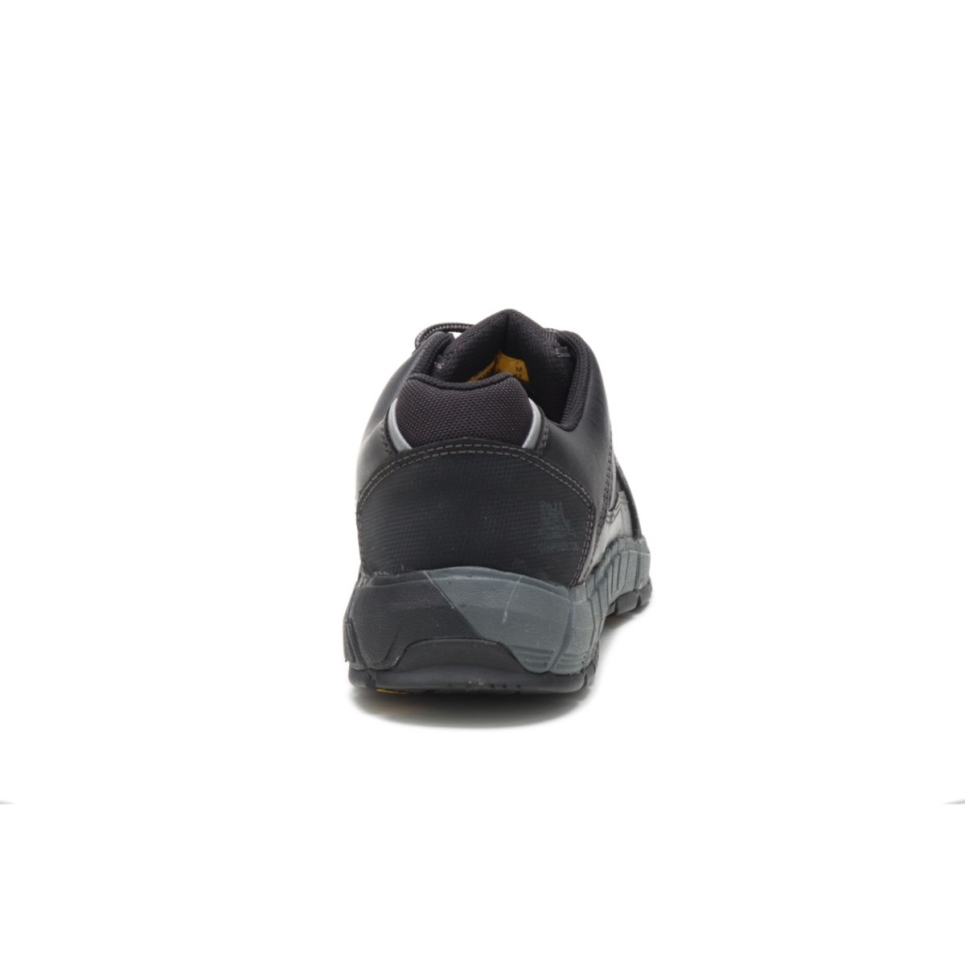 Black Men's Streamline Leather Composite Toe Work Shoe Cat Footwear
