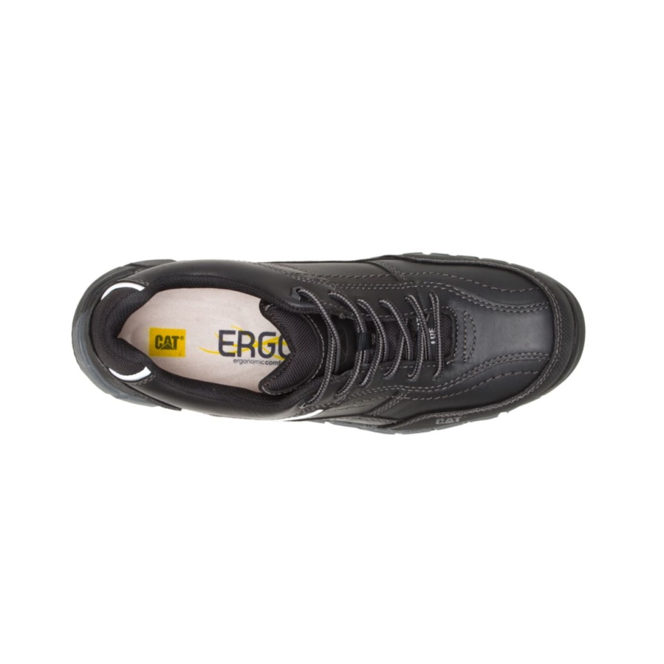 Black Men's Streamline Leather Composite Toe Work Shoe Cat Footwear