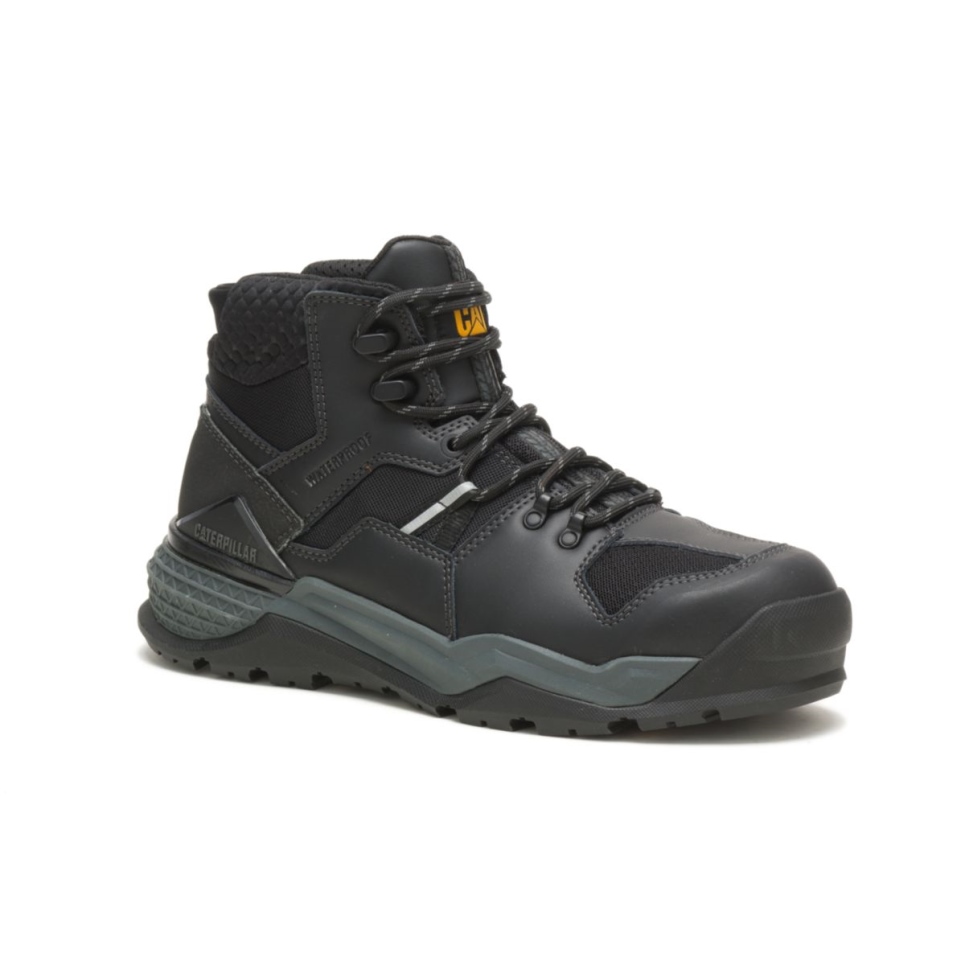 Black-Sand Men's Provoke Mid Waterproof Alloy Toe Work Boot Cat Footwear