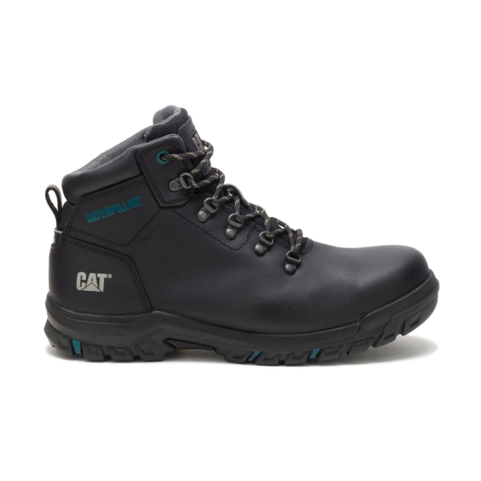 Black Women's Mae Steel Toe Waterproof Work Boot Cat Footwear