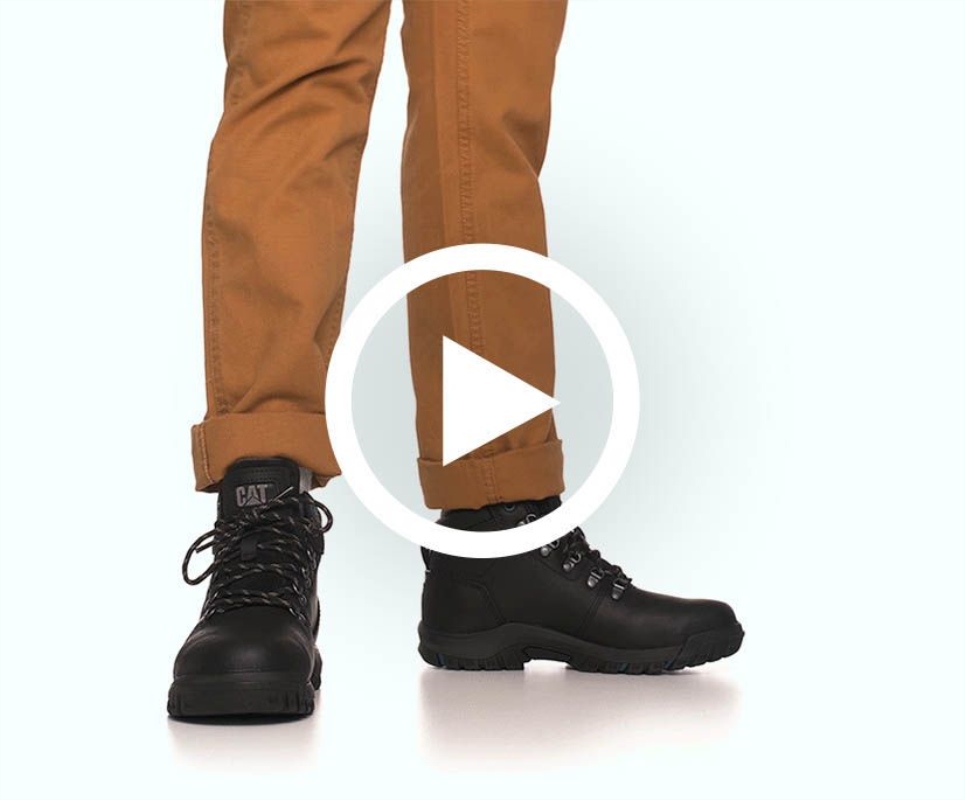 Black Women's Mae Steel Toe Waterproof Work Boot Cat Footwear