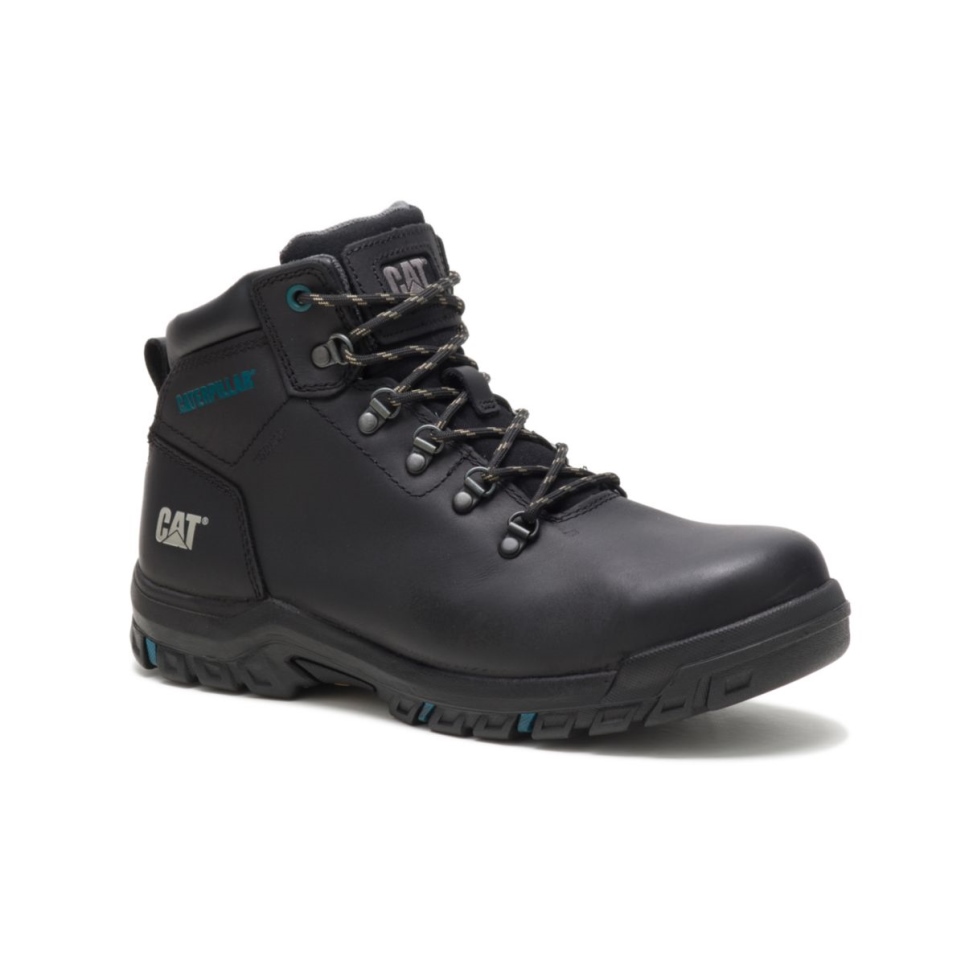 Black Women's Mae Steel Toe Waterproof Work Boot Cat Footwear