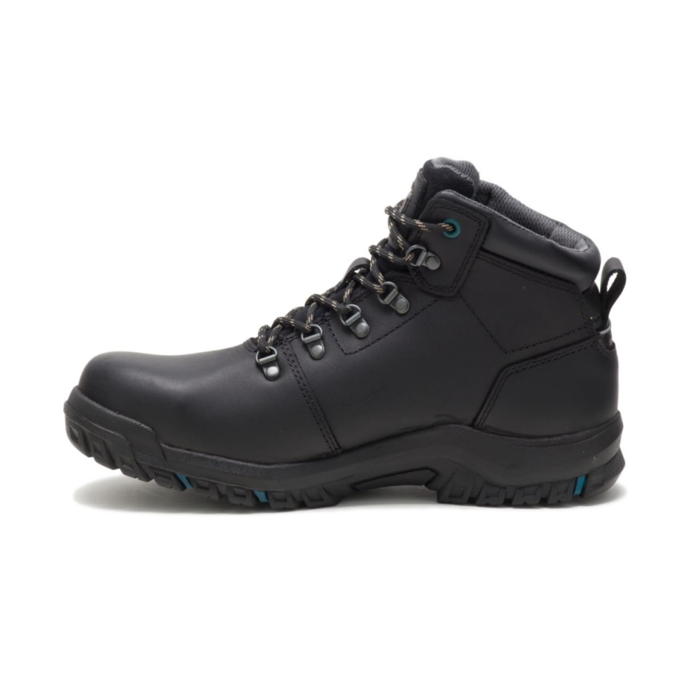 Black Women's Mae Steel Toe Waterproof Work Boot Cat Footwear