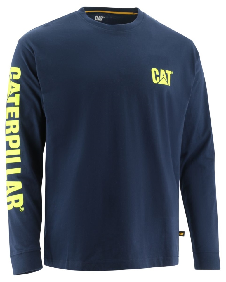 Blue Men's Trademark Banner Long Sleeve Tee Cat Footwear