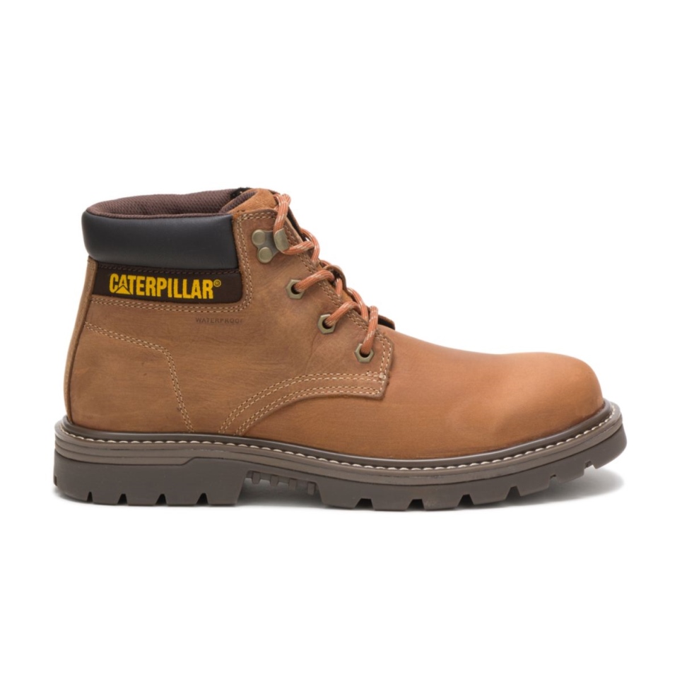 Brown Men's Outbase Waterproof Work Boot Cat Footwear