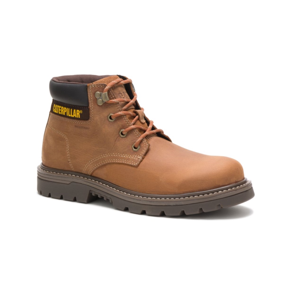 Brown Men's Outbase Waterproof Work Boot Cat Footwear