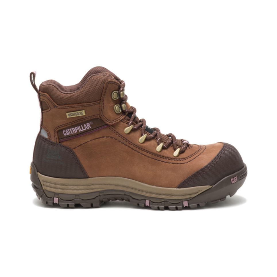 Brown Women's Ally Waterproof Composite Toe Work Boot Cat Footwear