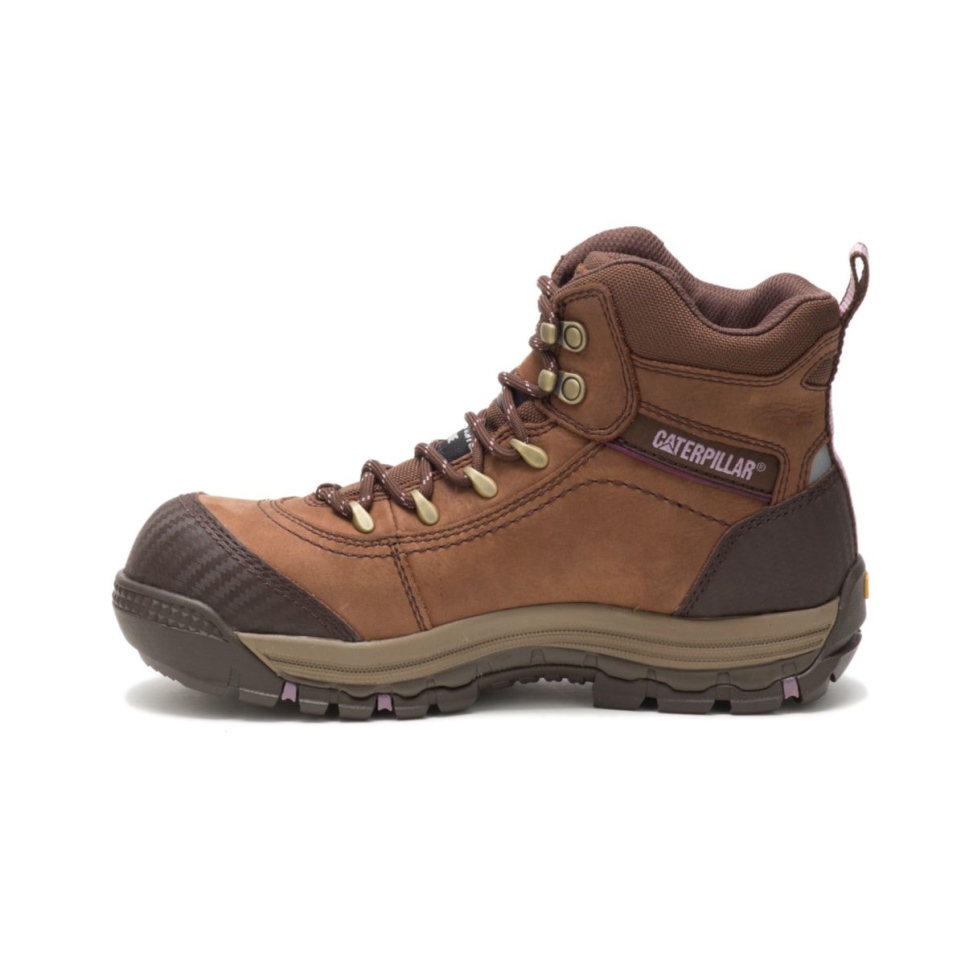 Brown Women's Ally Waterproof Composite Toe Work Boot Cat Footwear