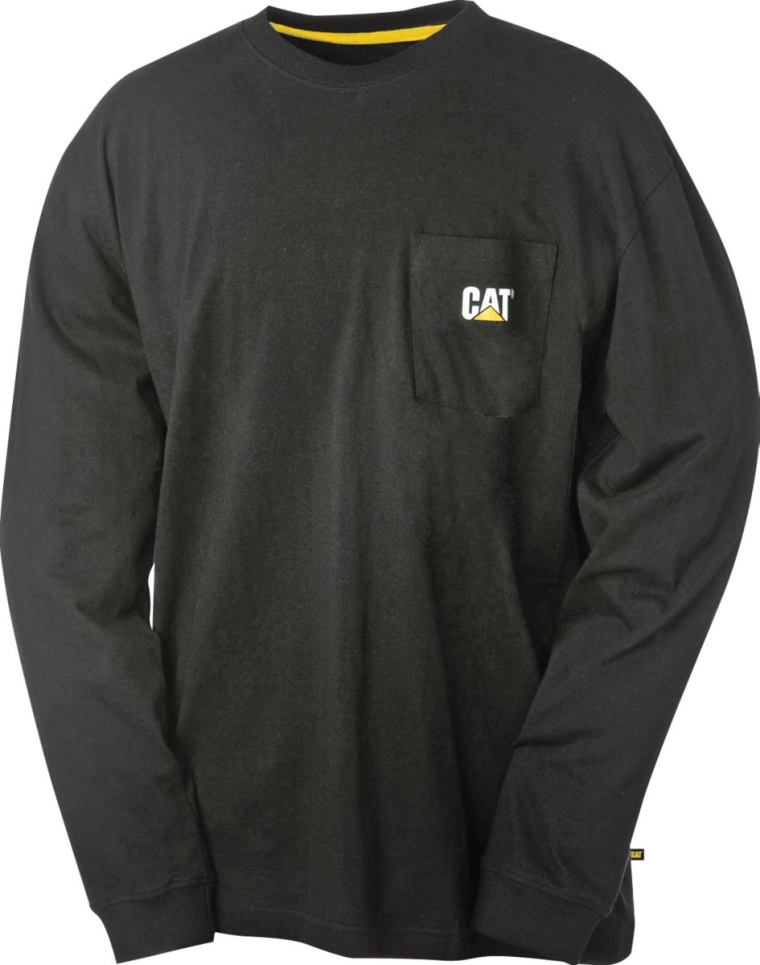 Cat Footwear Black Men's Trademark Pocket Long Sleeve Tee