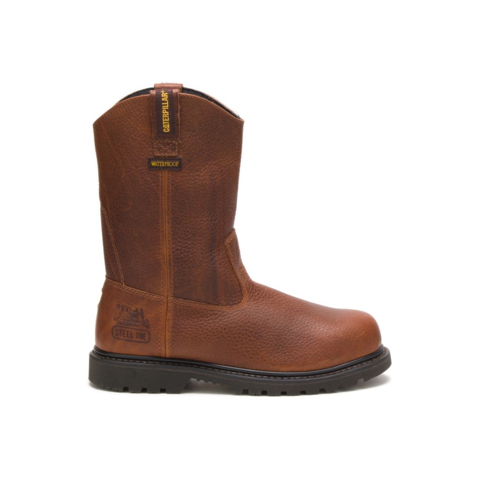 Cat Footwear Brown Men's Edgework Pull On Waterproof Steel Toe Work Boot