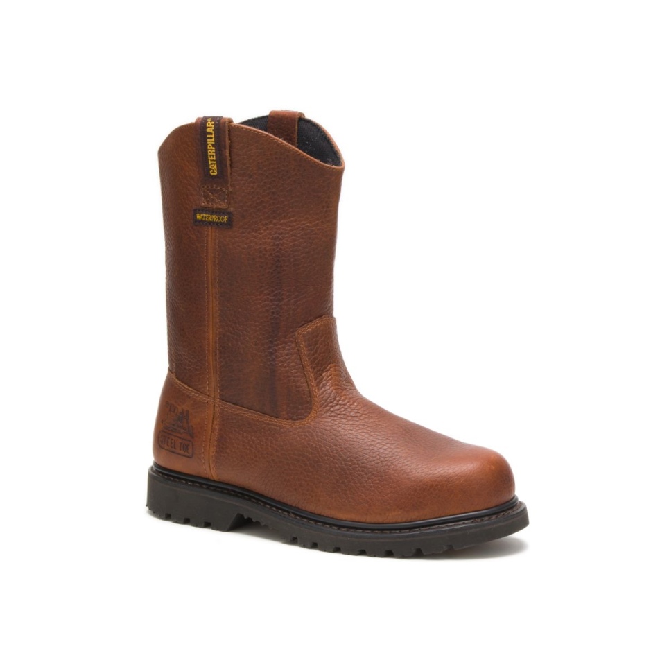 Cat Footwear Brown Men's Edgework Pull On Waterproof Steel Toe Work Boot