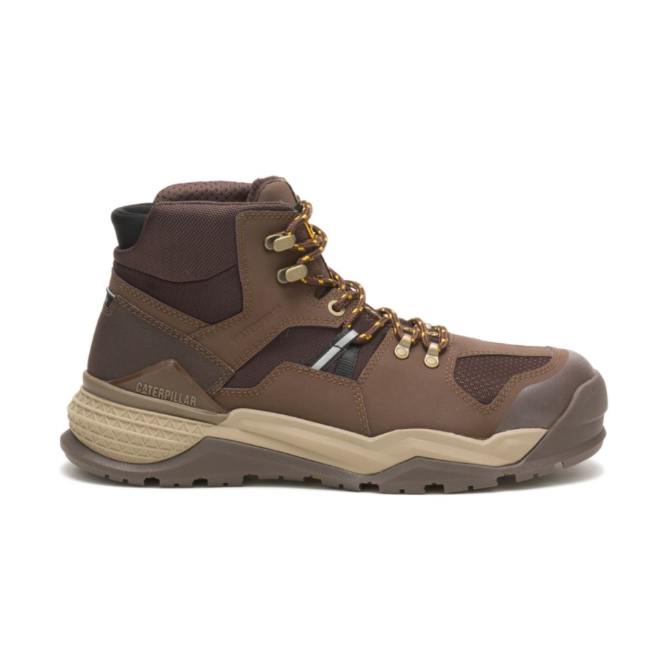 Cat Footwear Chocolate Men's Provoke Mid Waterproof Alloy Toe Work Boot