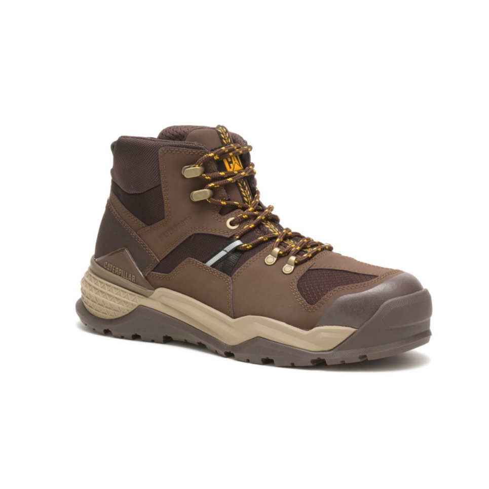 Cat Footwear Chocolate Men's Provoke Mid Waterproof Alloy Toe Work Boot