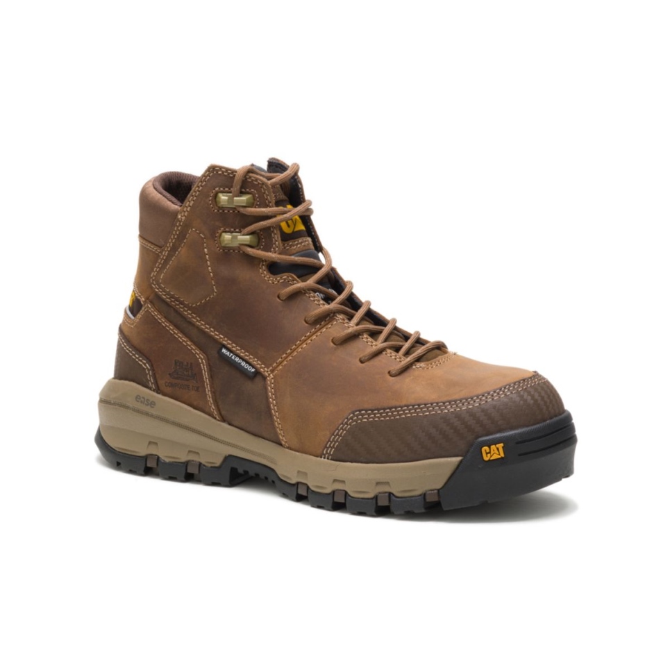 Cat Footwear Dark Beige Men's Device Waterproof Composite Toe Work Boot