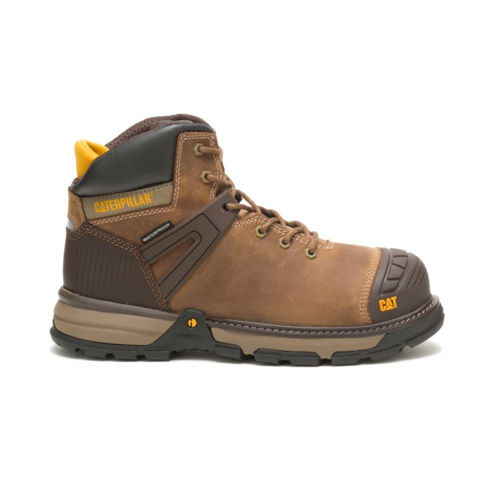 Cat Footwear Dark Beige Men's Excavator Superlite Waterproof Soft Toe Work Boot