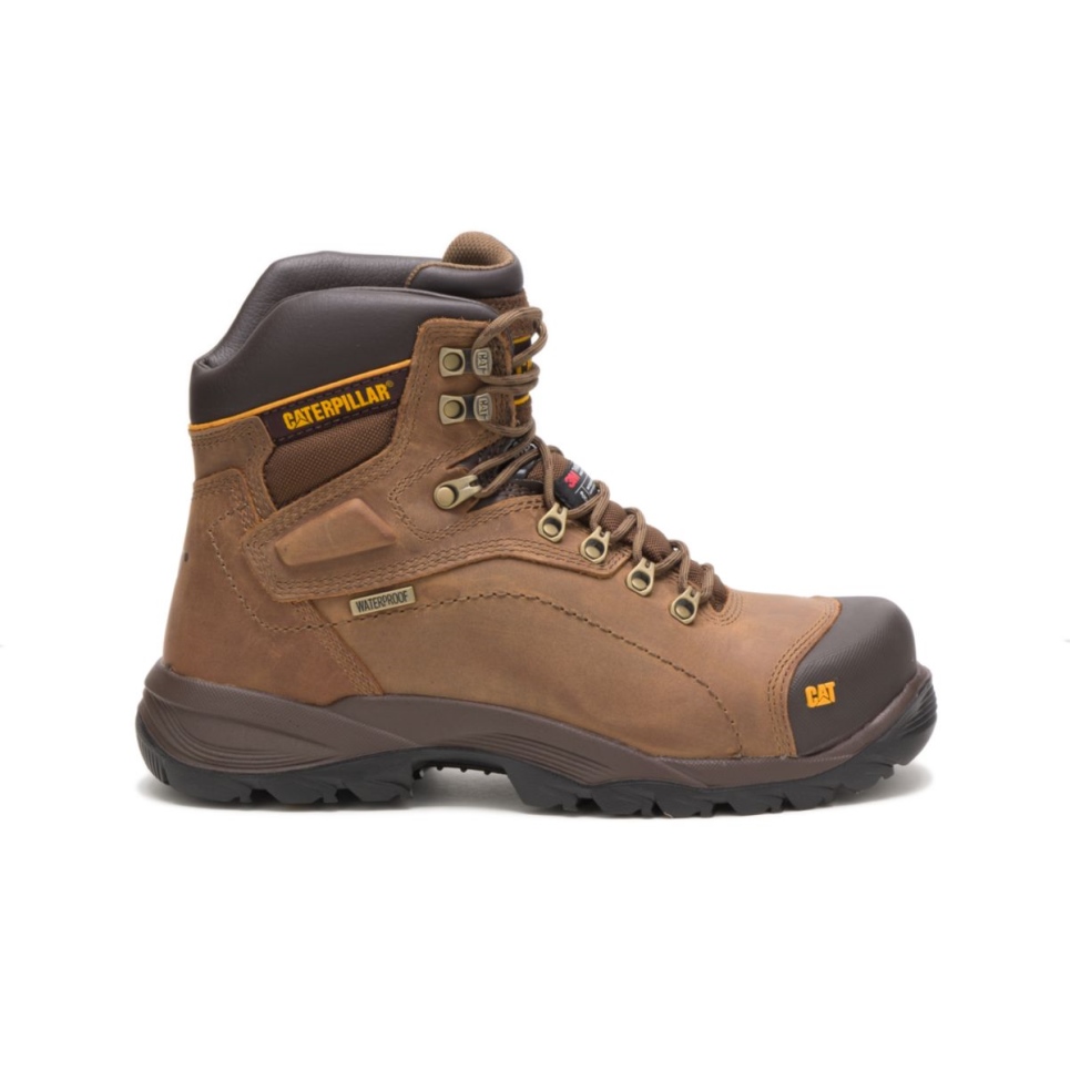 Cat Footwear Men's Diagnostic Hi Waterproof Thinsulate Steel Toe Work Boot Dark Beige