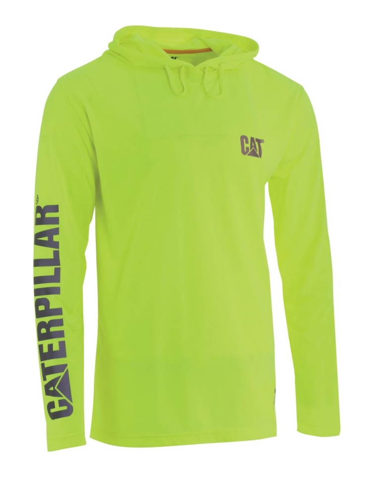 Cat Footwear Men's HiVis UPF Hooded Long Sleeve Tee Yellow