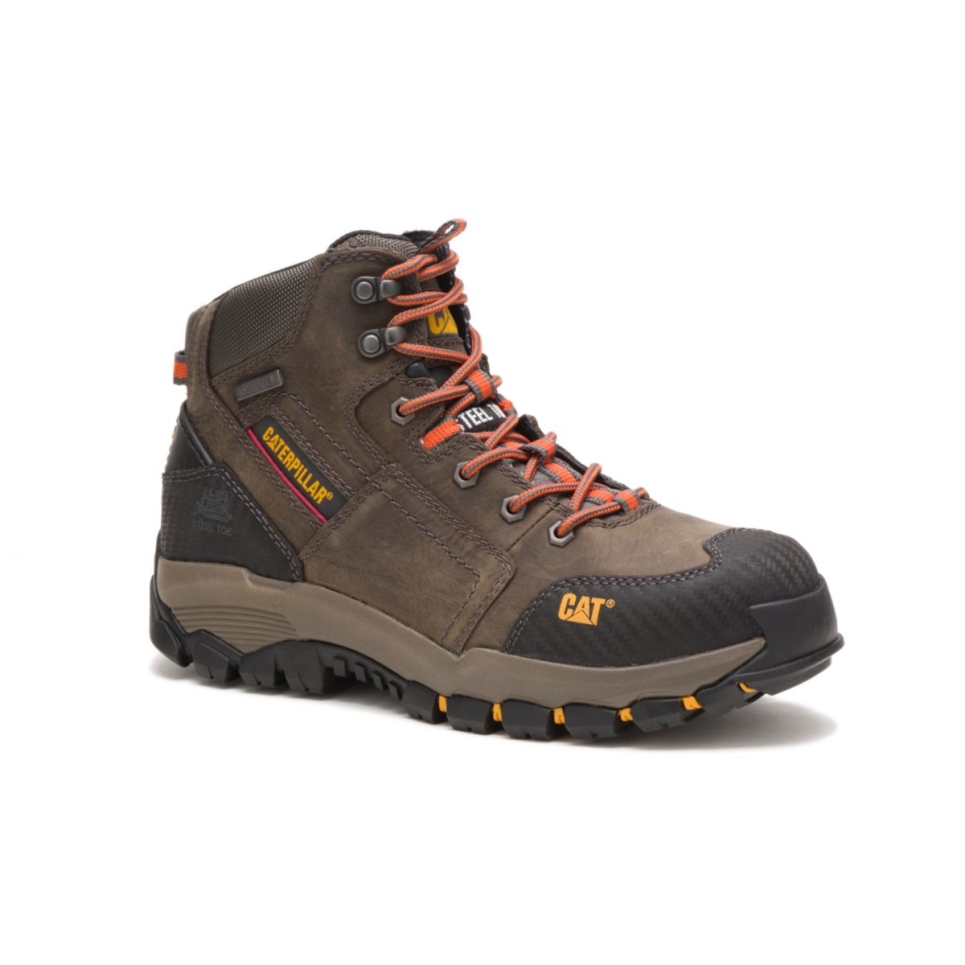 Cat Footwear Men's Navigator Mid Waterproof Steel Toe Work Boot Dark Gull Grey