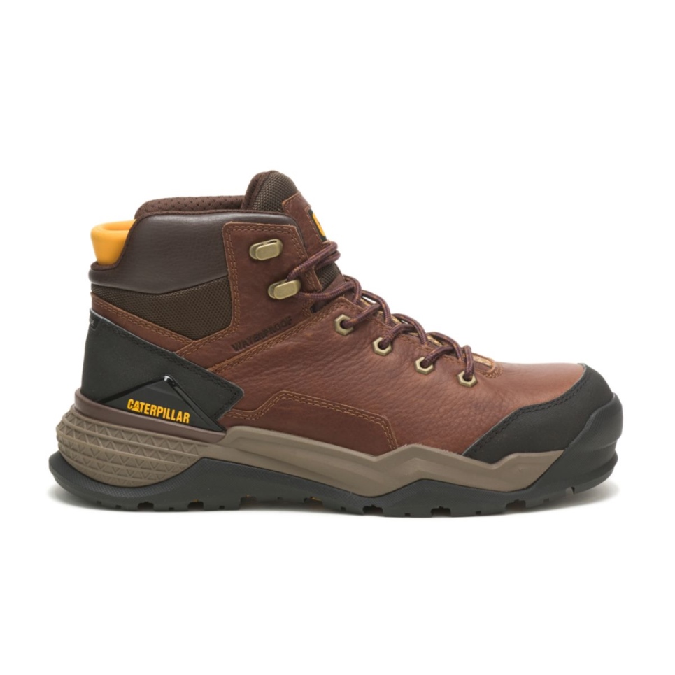 Cat Footwear Men's Provoke Mid Waterproof Alloy Toe Work Boot Oak