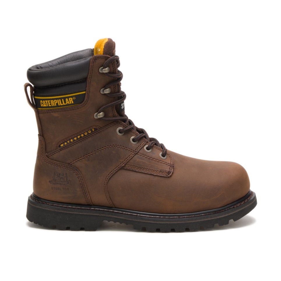 Cat Footwear Men's Salvo 8' Waterproof Steel Toe Thinsulate Work Boot Dark Brown