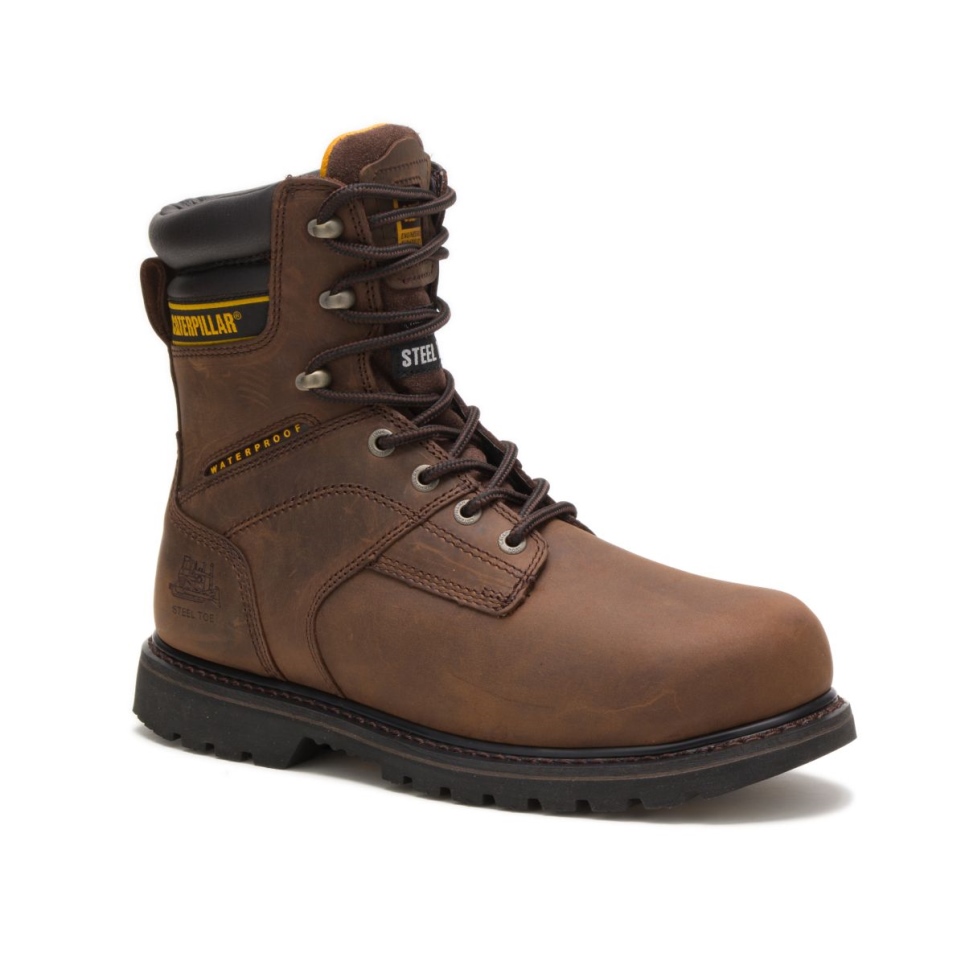 Cat Footwear Men's Salvo 8' Waterproof Steel Toe Thinsulate Work Boot Dark Brown