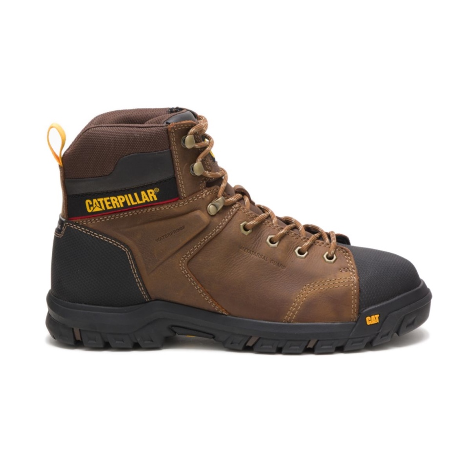 Cat Footwear Men's Wellspring Waterproof Metatarsal Guard Steel Toe Work Boot Real Brown