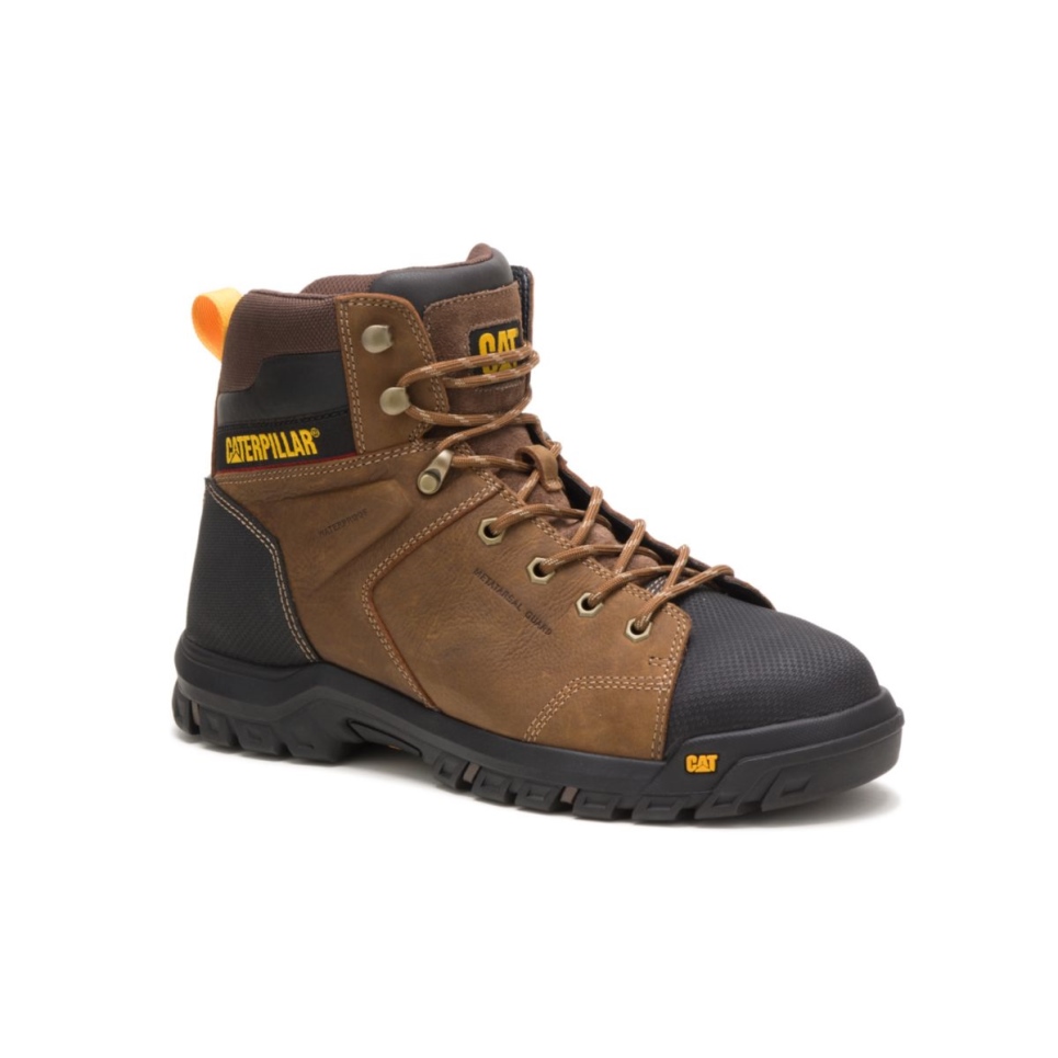 Cat Footwear Men's Wellspring Waterproof Metatarsal Guard Steel Toe Work Boot Real Brown