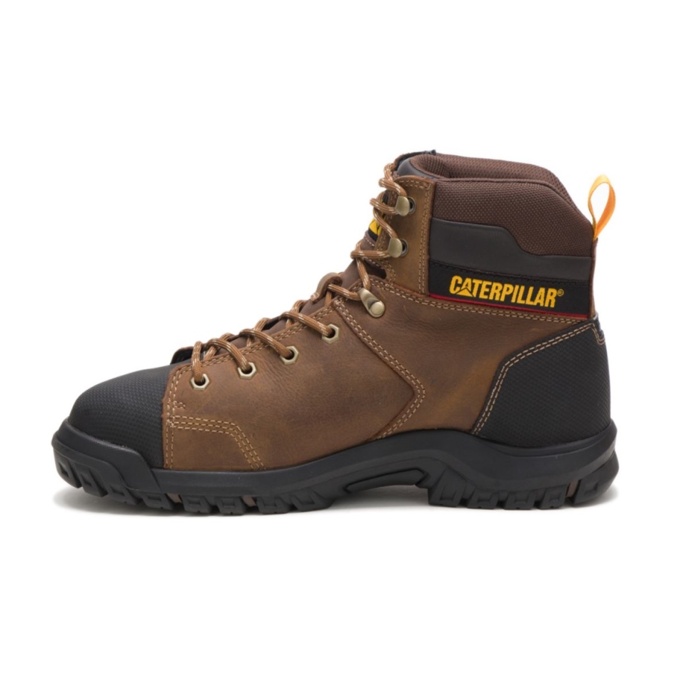 Cat Footwear Men's Wellspring Waterproof Metatarsal Guard Steel Toe Work Boot Real Brown