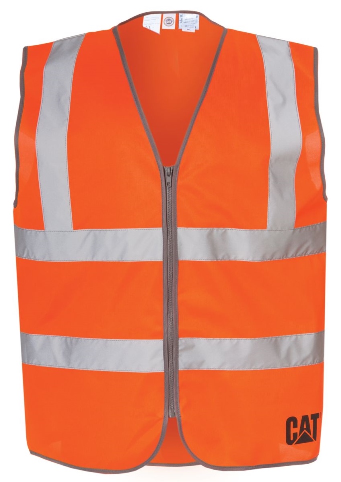 Cat Footwear Mens Orange Men's Hi-Vis Zip Vest
