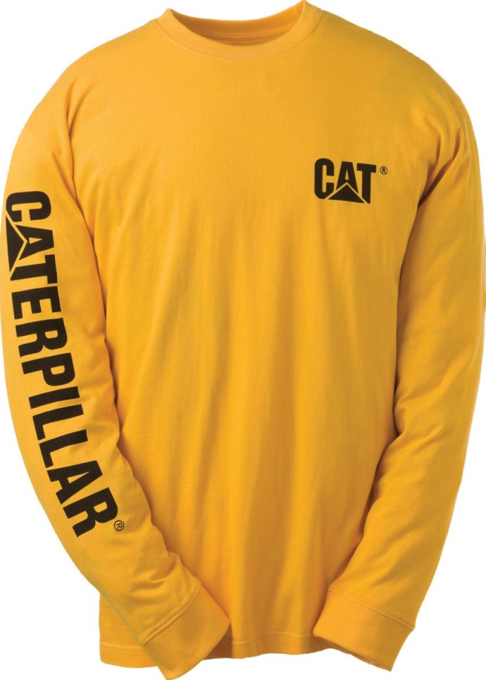 Cat Footwear Yellow Men's Trademark Banner Long Sleeve Tee