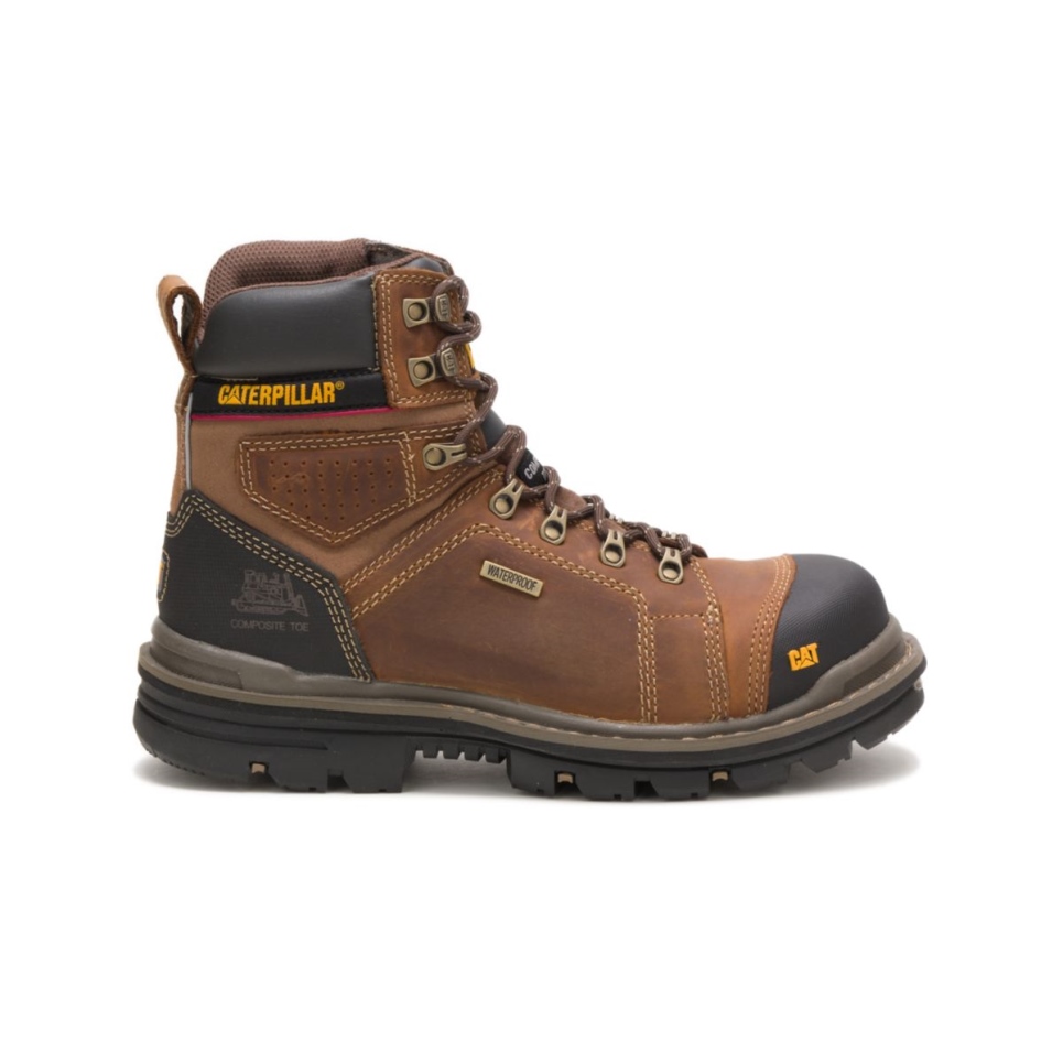 Dark Beige Men's Hauler 6' Waterproof Composite Toe Work Boot Cat Footwear