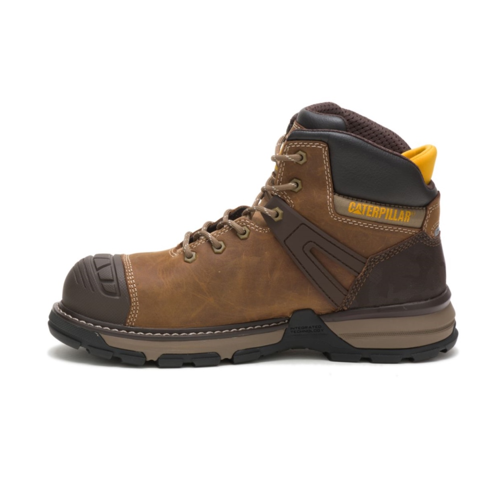 Dark Biege Men's Excavator Superlite Waterproof Toe Work Boot Cat Footwear