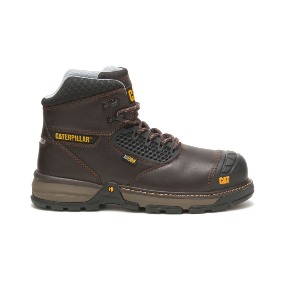 Dark Brown Men's Excavator Superlite Cool Carbon Composite Toe Work Boot Cat Footwear