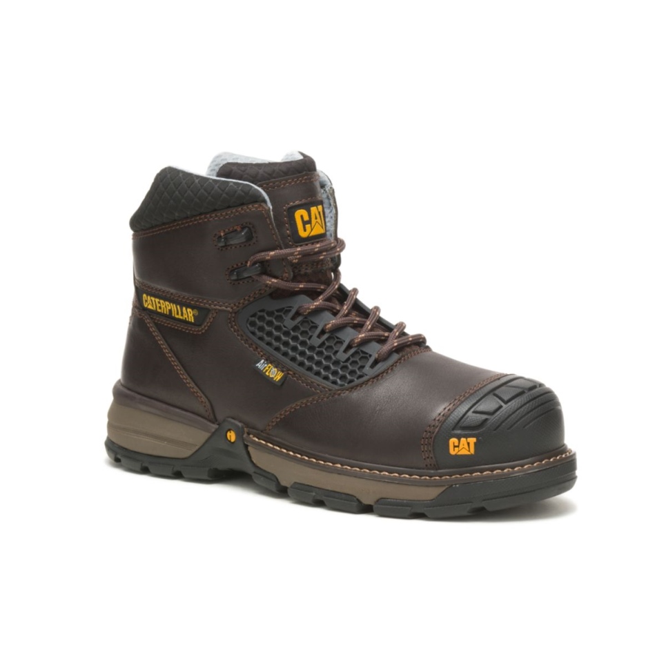 Dark Brown Men's Excavator Superlite Cool Carbon Composite Toe Work Boot Cat Footwear