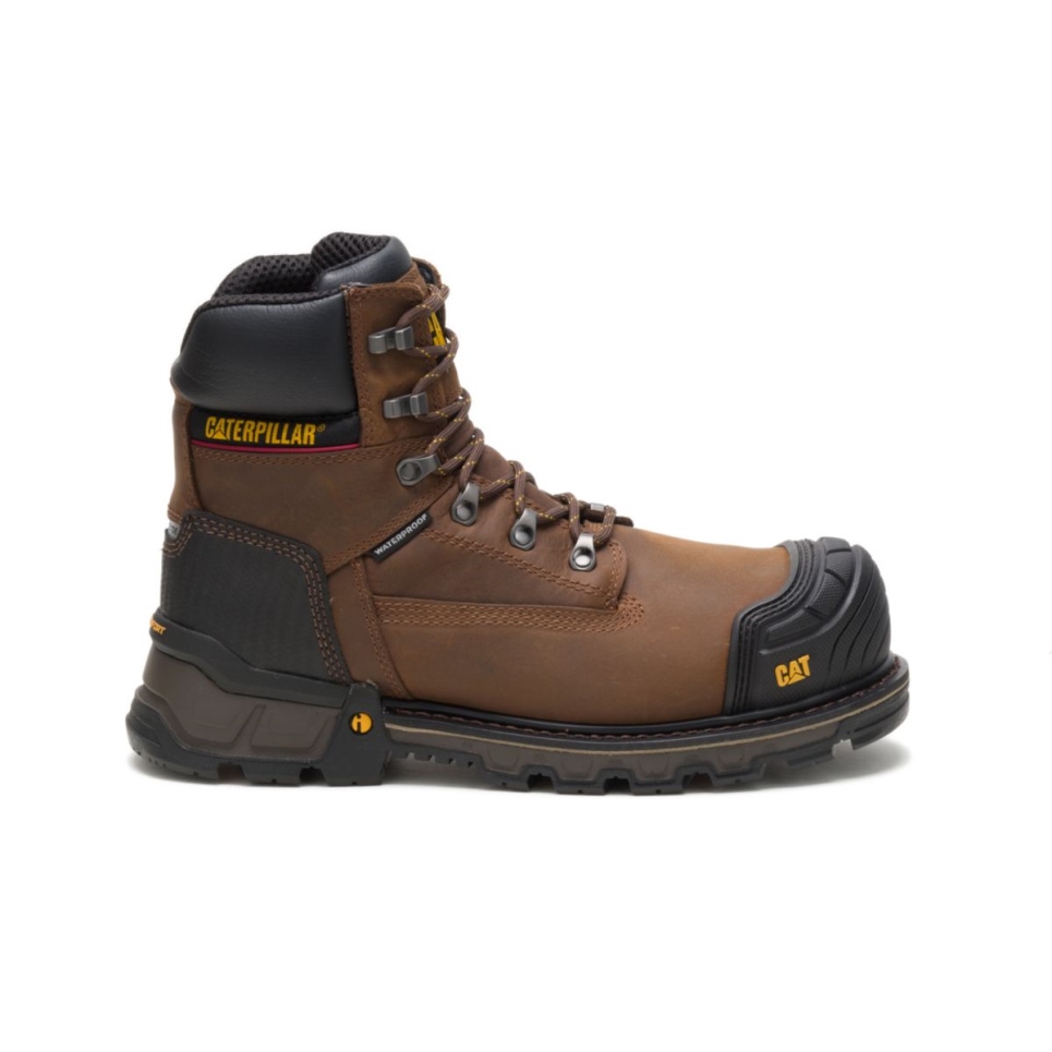 Dark Brown Men's Excavator XL 6' Waterproof Composite Toe Work Boot Cat Footwear