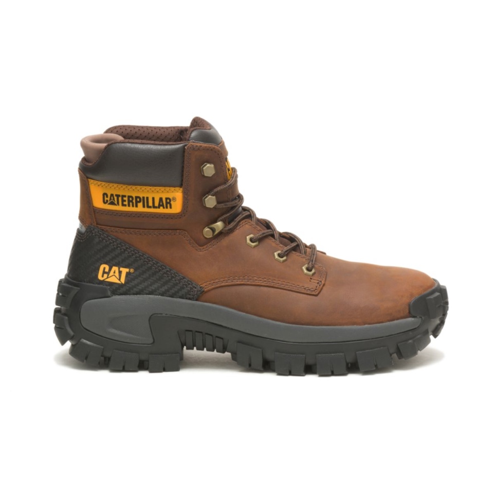 Dark Brown Men's Invader Hi Steel Toe Work Boot Cat Footwear