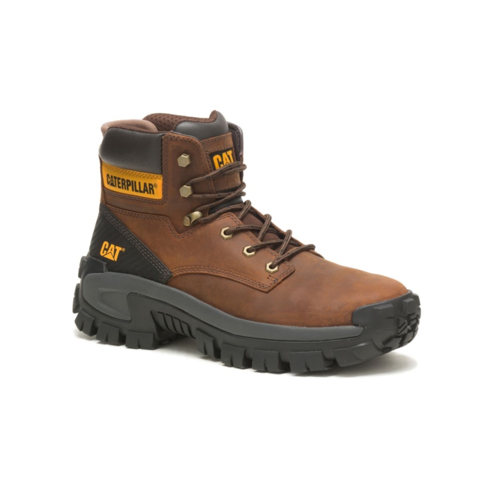Dark Brown Men's Invader Hi Steel Toe Work Boot Cat Footwear