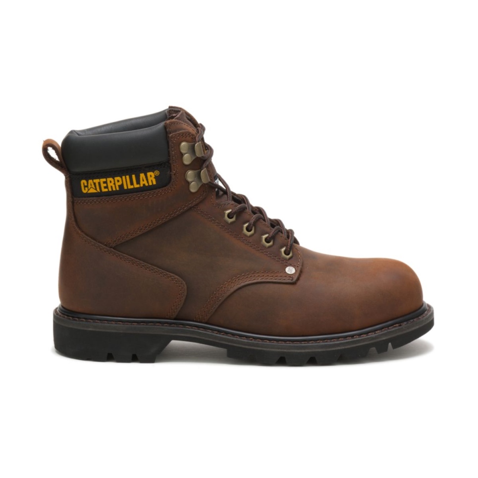 Dark Brown Men's Second Shift Steel Toe Work Boot Cat Footwear