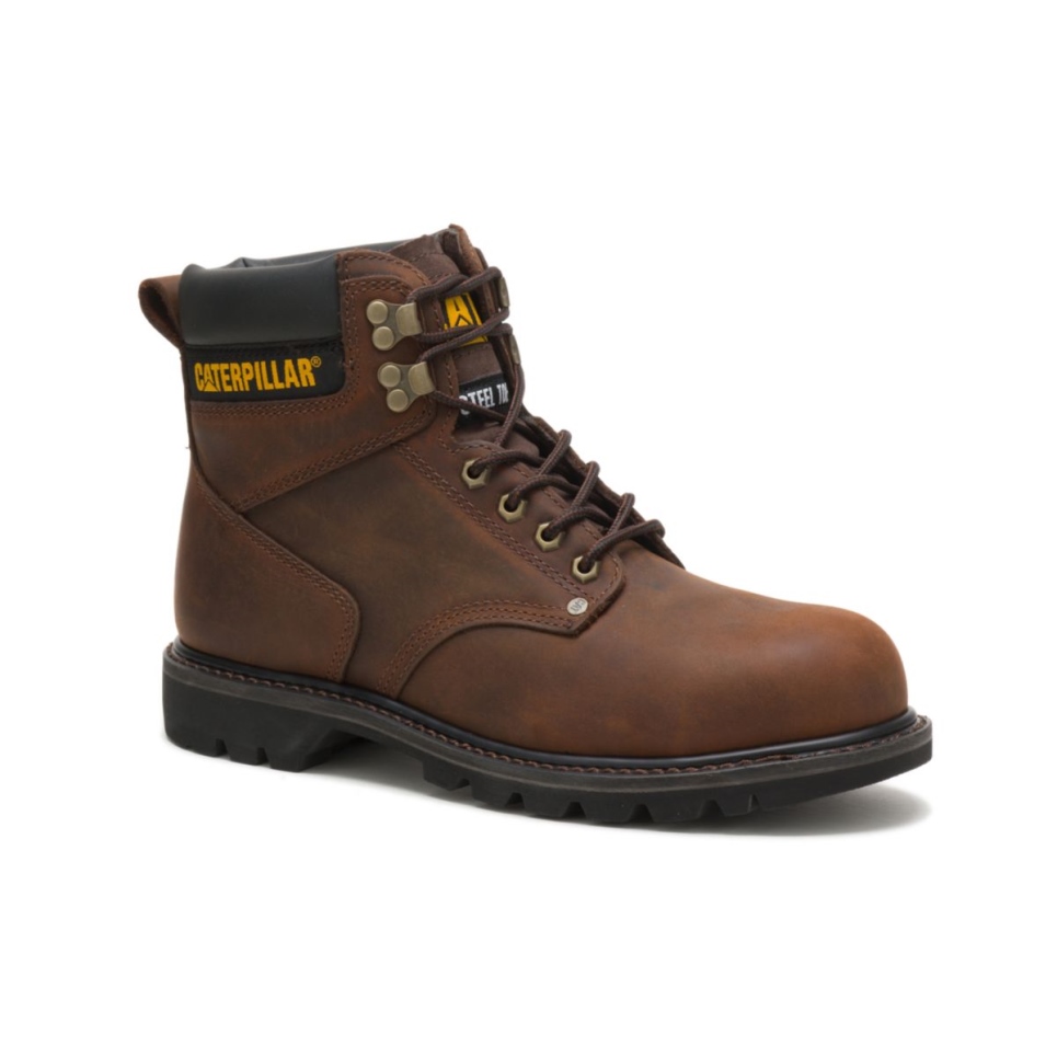 Dark Brown Men's Second Shift Steel Toe Work Boot Cat Footwear