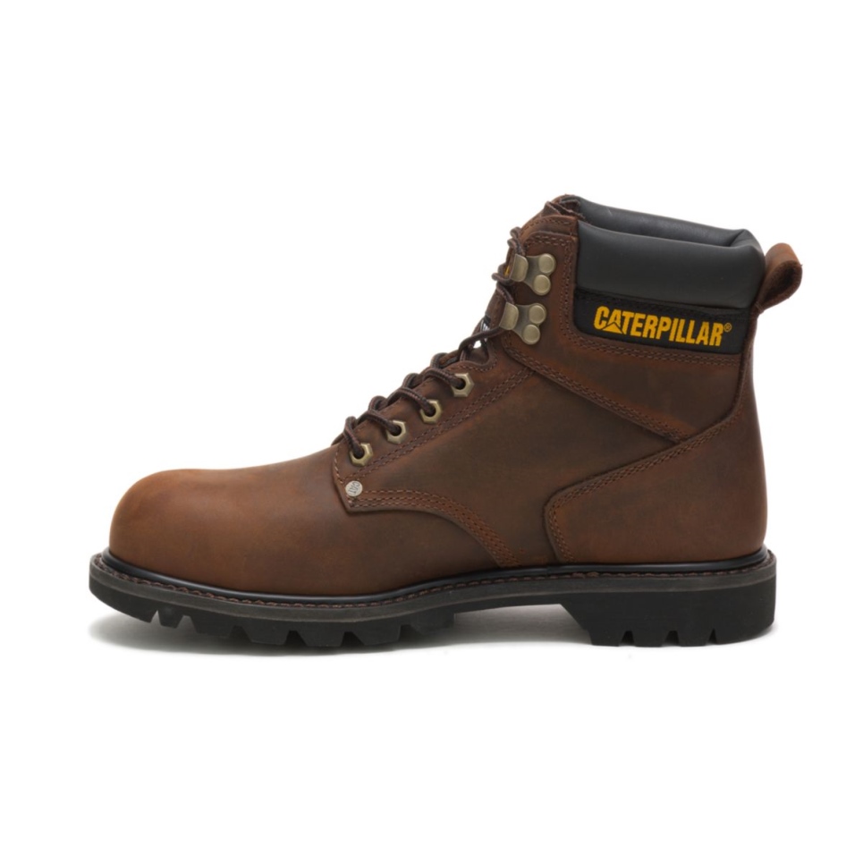 Dark Brown Men's Second Shift Steel Toe Work Boot Cat Footwear