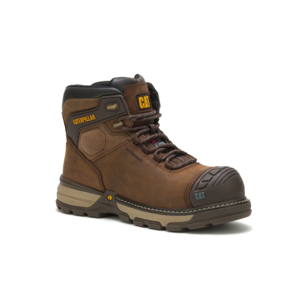Dark Brown Women's Excavator Superlite Carbon Composite Toe Work Boot Cat Footwear