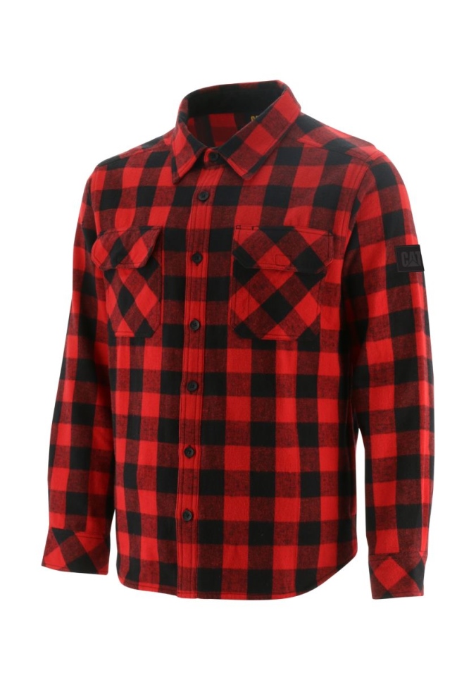 Red Men's Buffalo Check Heavyweight Shirt Cat Footwear